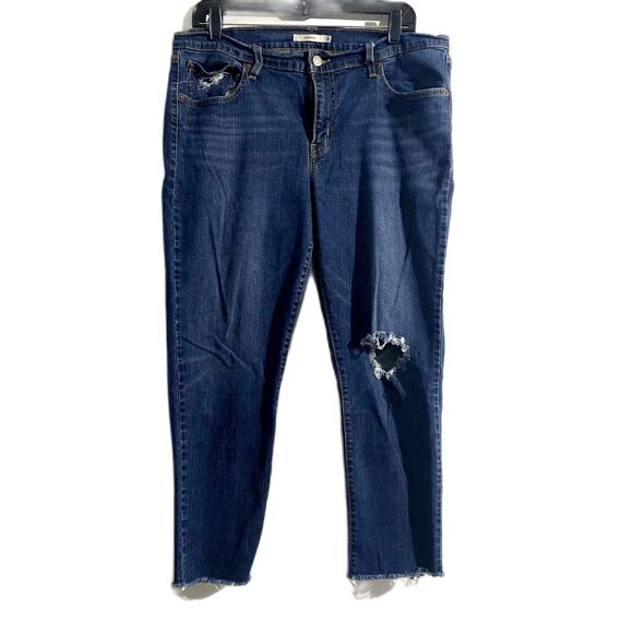 Levi's Distressed‎ Boyfriend Jeans Raw Hem Ankle Length Women's Size 32 Waist - Picture 1 of 7
